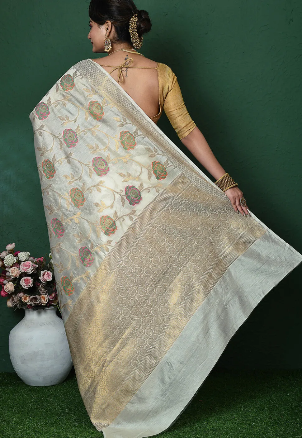 Banarasi Pure Silk Saree in Cream