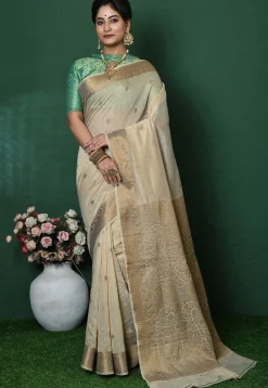 Banarasi Pure Silk Saree in Beige