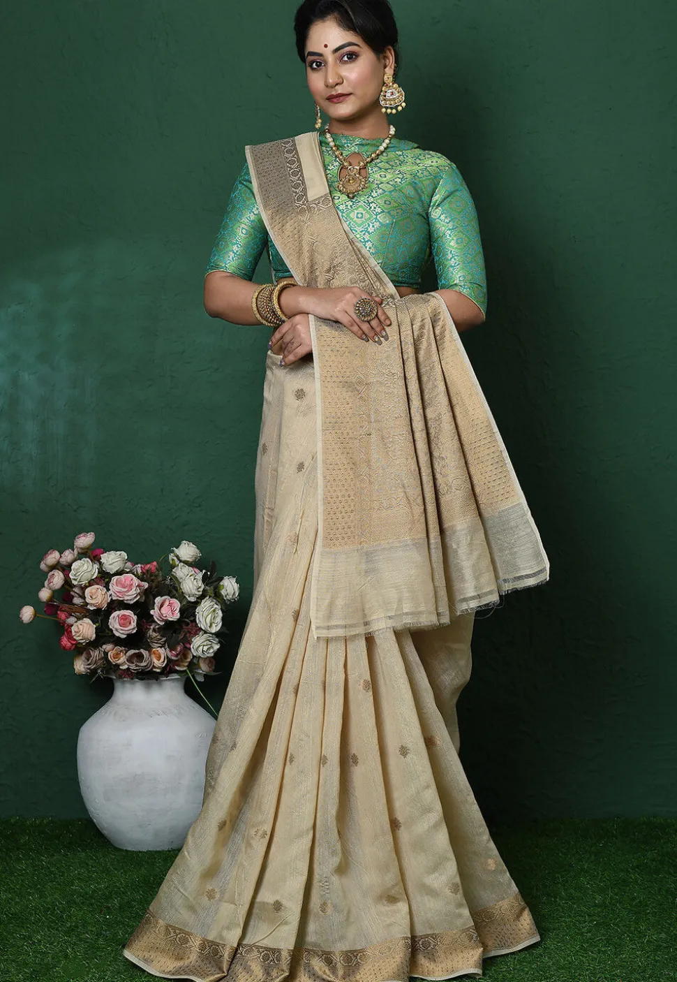 Banarasi Pure Silk Saree in Beige