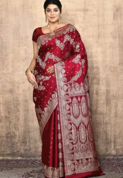 Banarasi Pure Silk Saree in Maroon