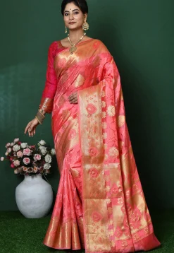 Banarasi Pure Silk Saree in Peach
