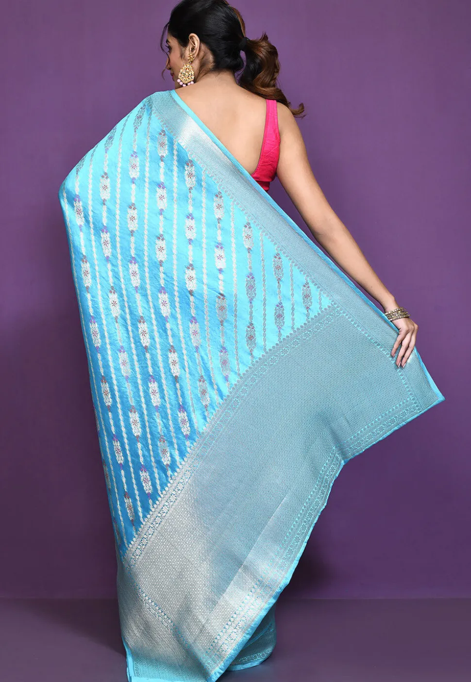 Banarasi Pure Silk Saree in Sky Blue