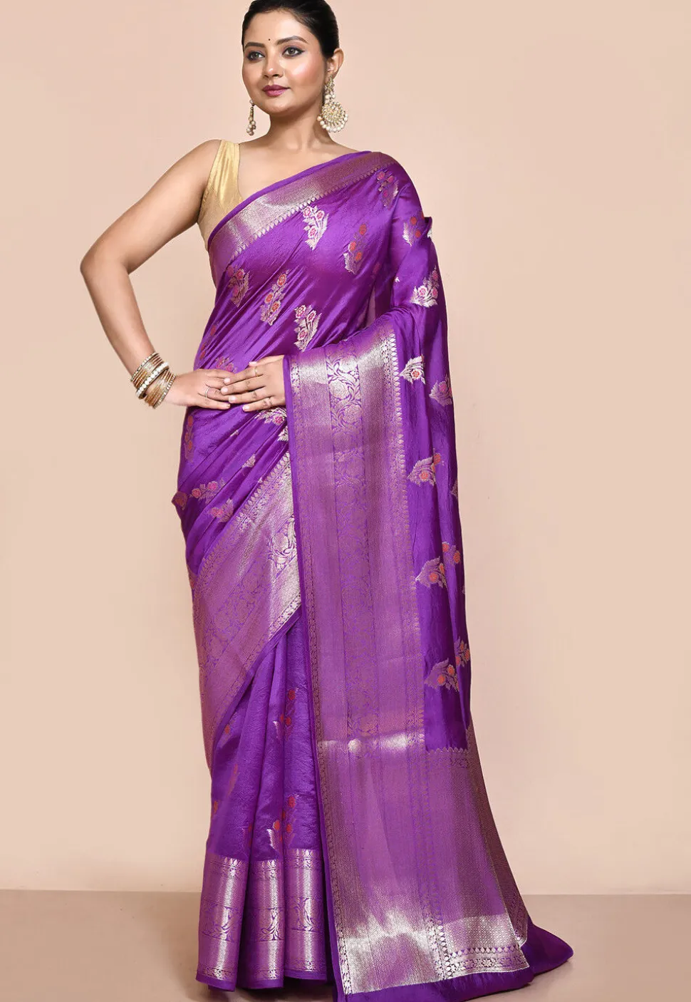 Banarasi Pure Silk Saree in Purple