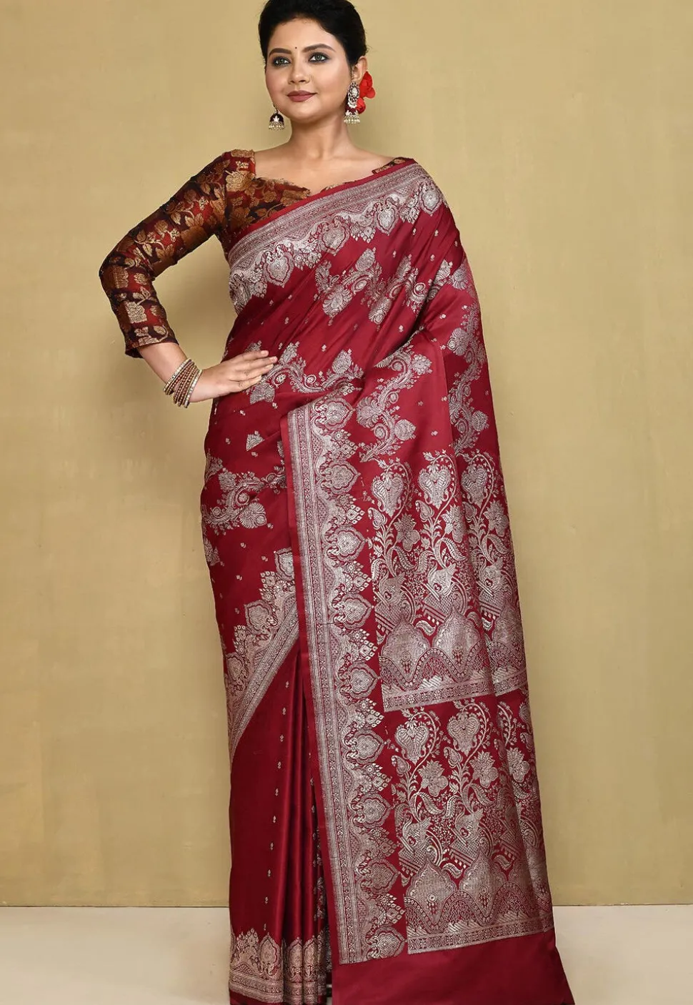 Banarasi Pure Silk Saree in Maroon