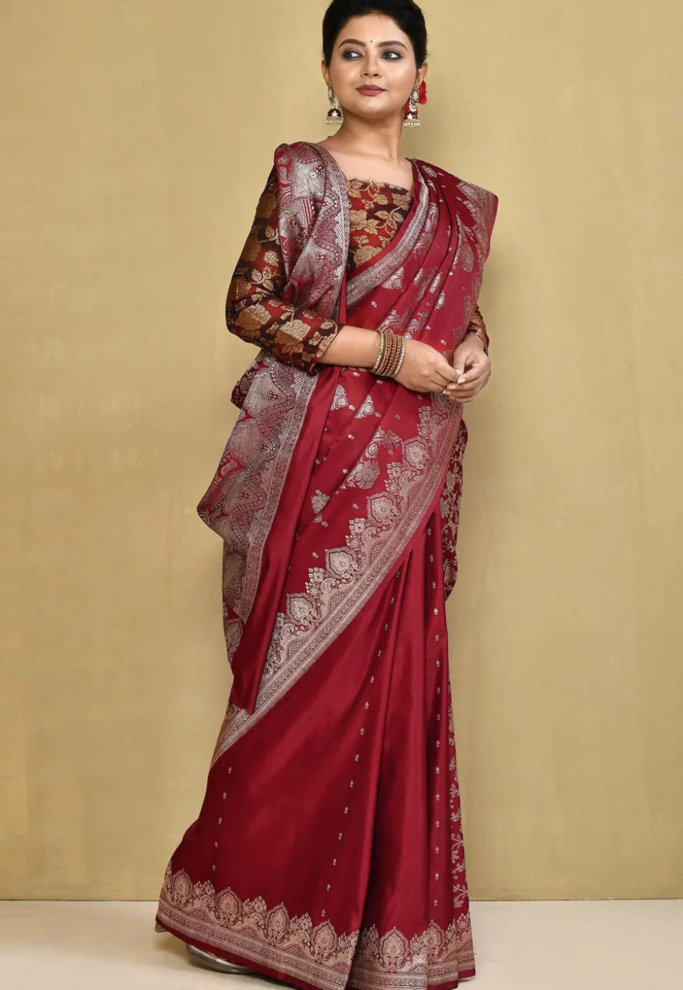 Banarasi Pure Silk Saree in Maroon