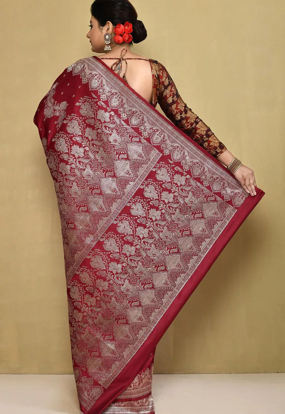 Banarasi Pure Silk Saree in Maroon