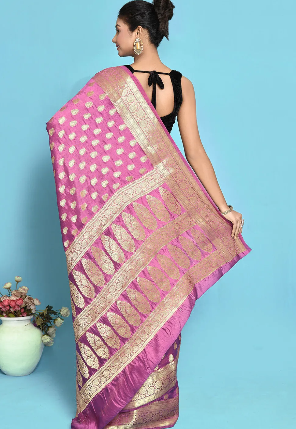 Banarasi Pure Silk Saree in Pink