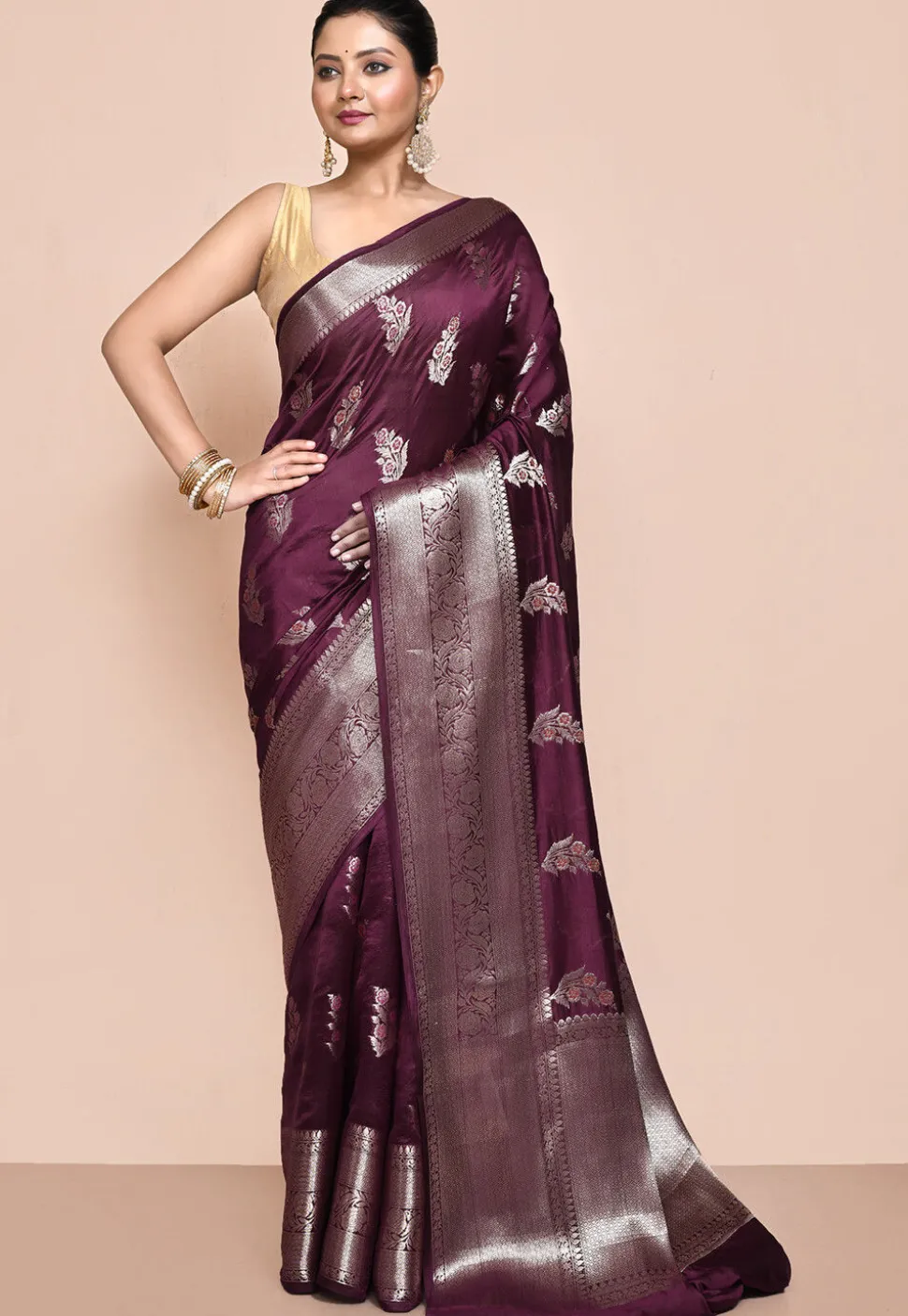 Banarasi Pure Silk Saree in Wine