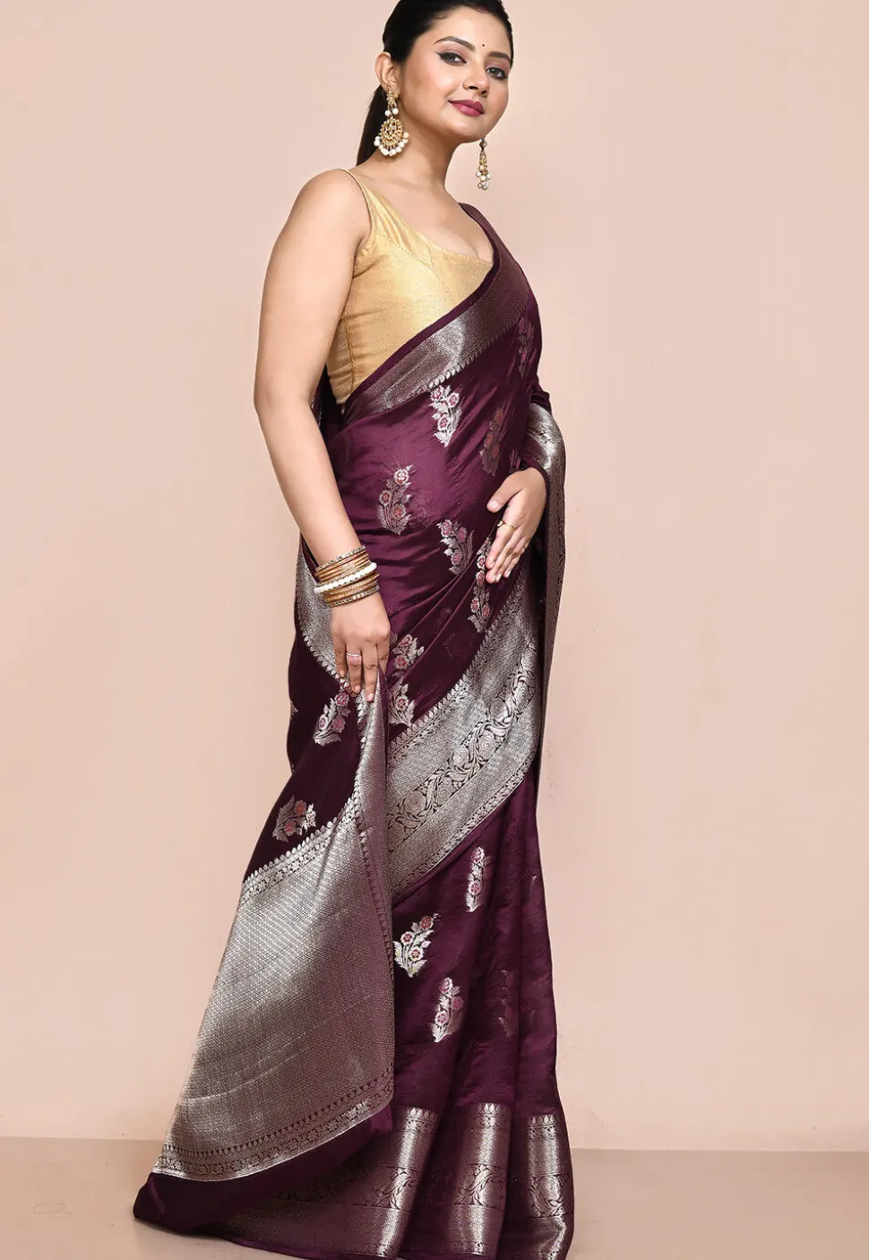 Banarasi Pure Silk Saree in Wine
