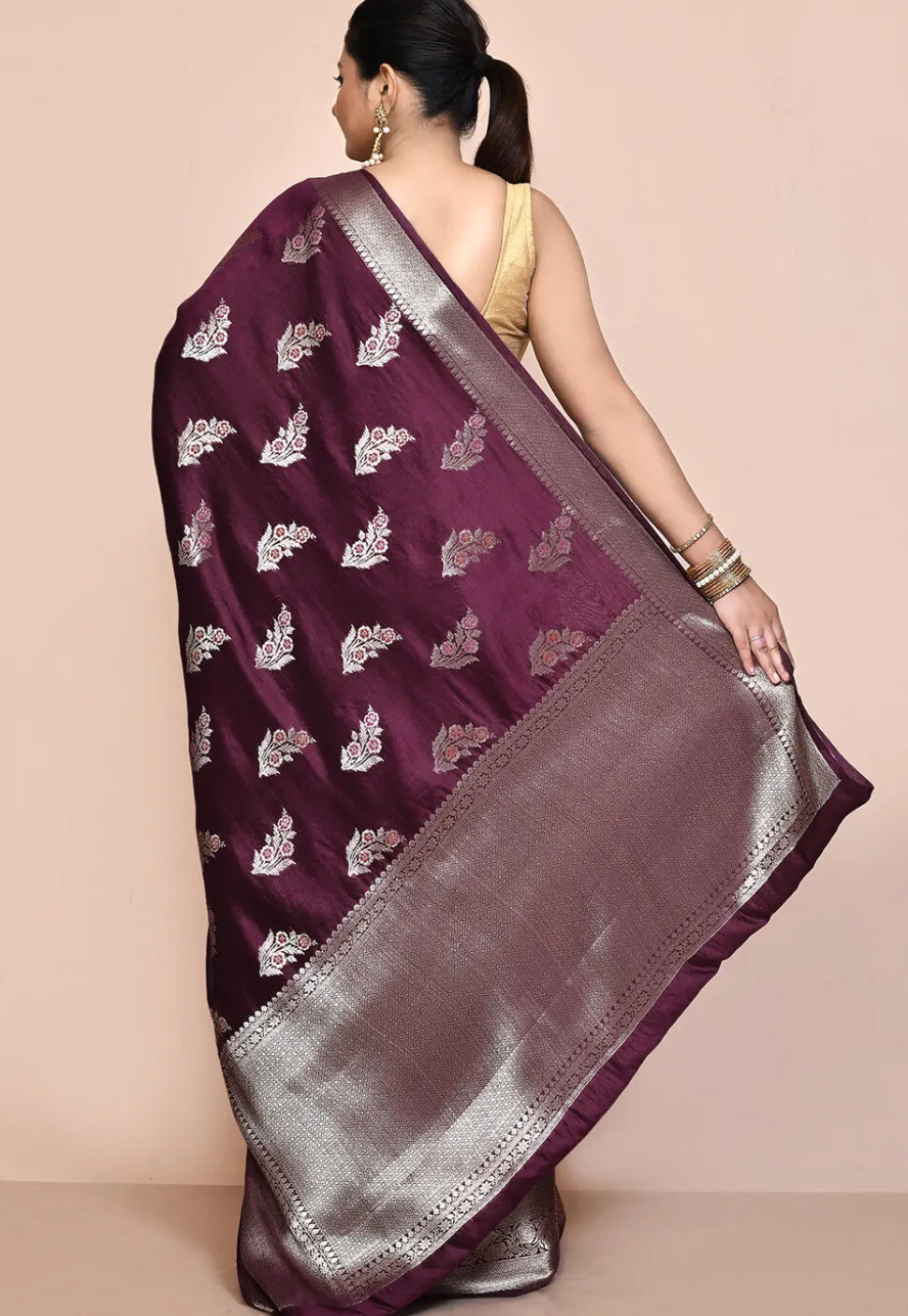 Banarasi Pure Silk Saree in Wine