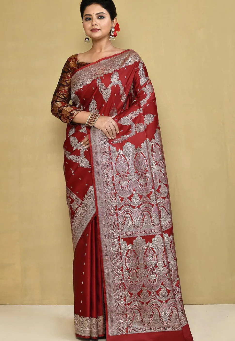 Banarasi Pure Silk Saree in Maroon