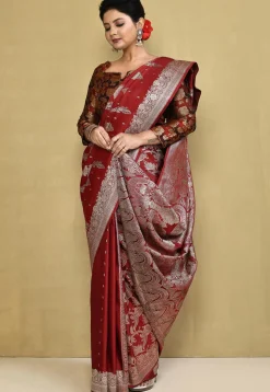 Banarasi Pure Silk Saree in Maroon