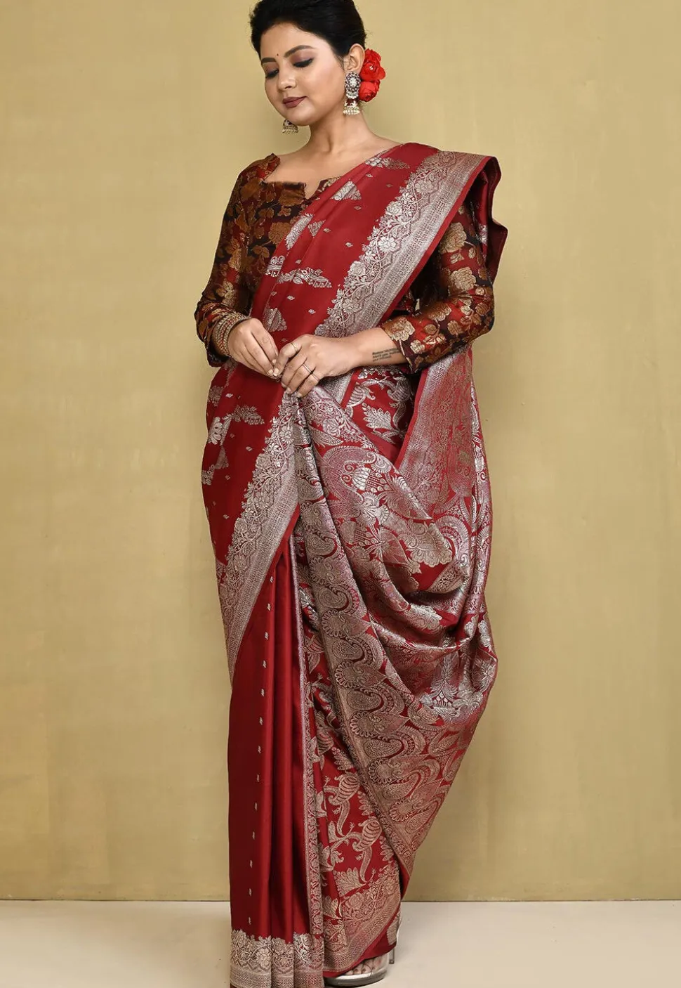 Banarasi Pure Silk Saree in Maroon