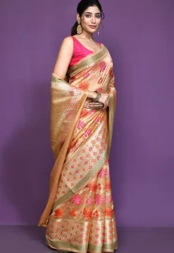 Banarasi Pure Silk Saree in Peach