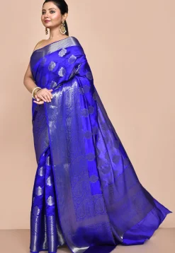 Banarasi Pure Silk Saree in Royal Blue