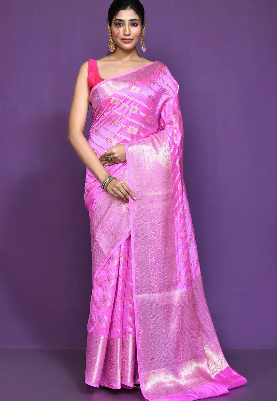 Banarasi Pure Silk Saree in Pink