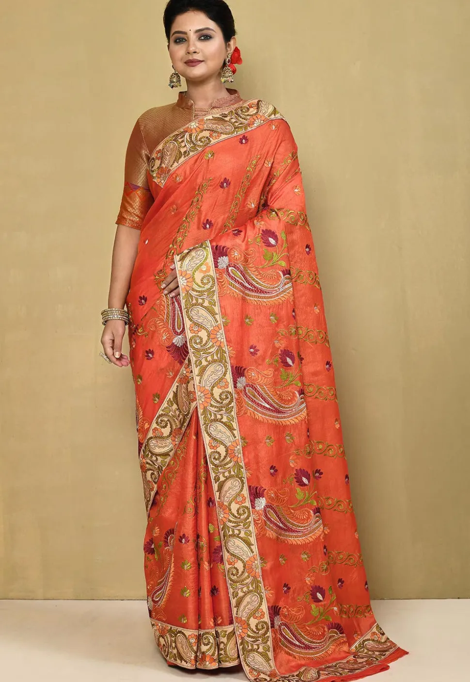Banarasi Pure Silk Saree in Orange