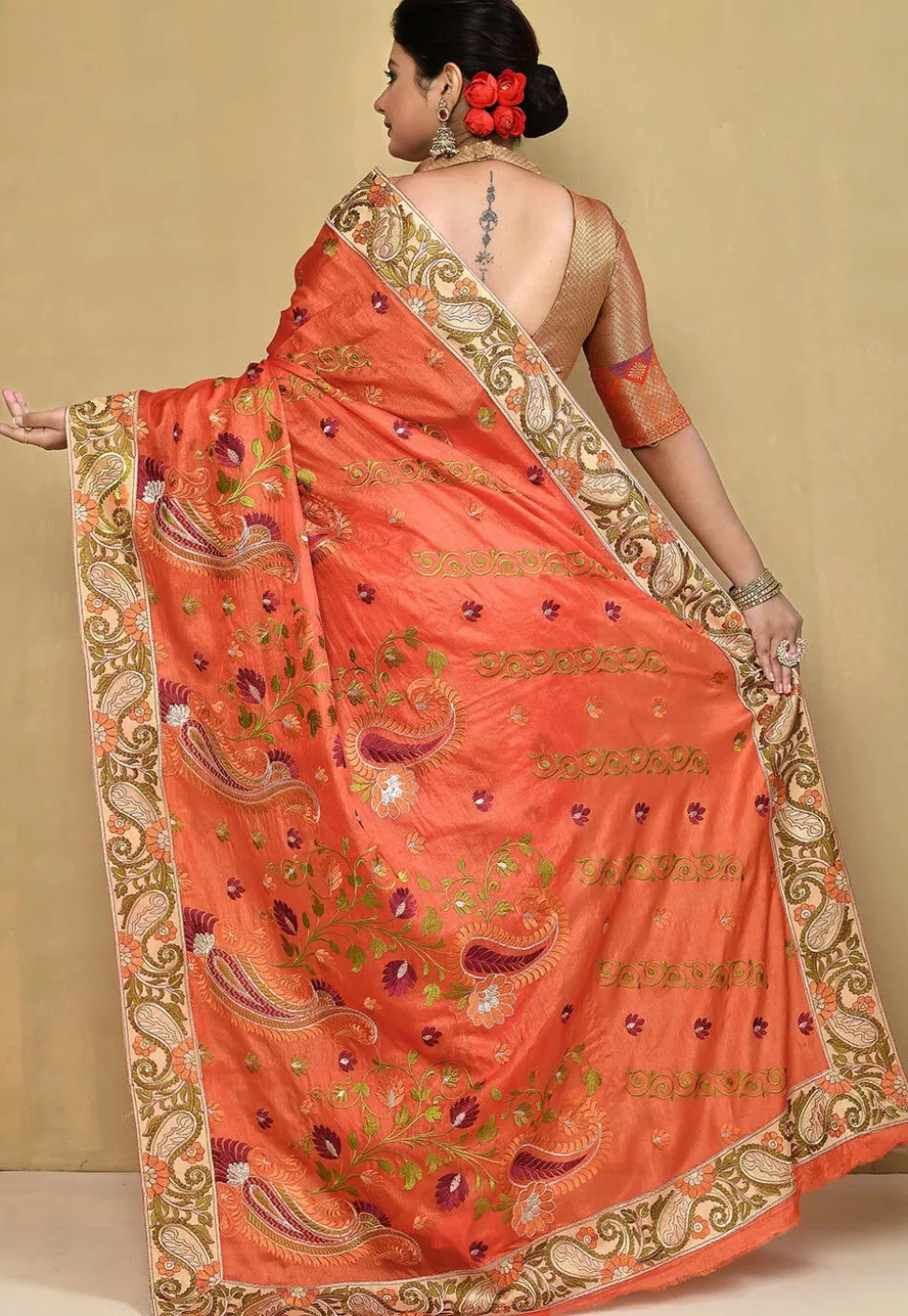 Banarasi Pure Silk Saree in Orange