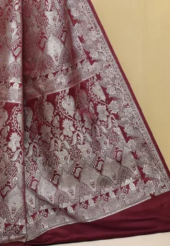 Banarasi Pure Silk Saree in Dark Maroon