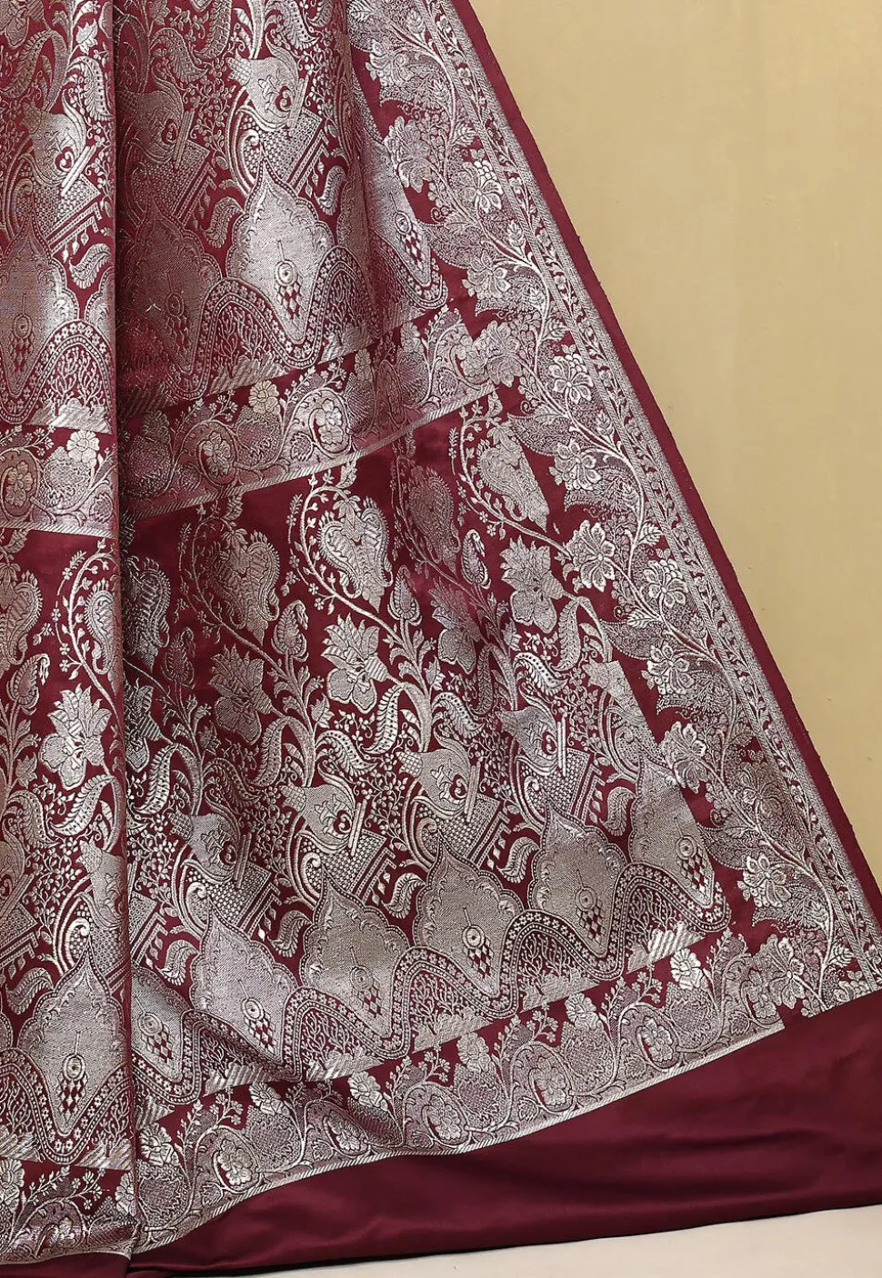 Banarasi Pure Silk Saree in Dark Maroon
