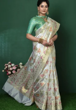 Banarasi Pure Silk Saree in Off White