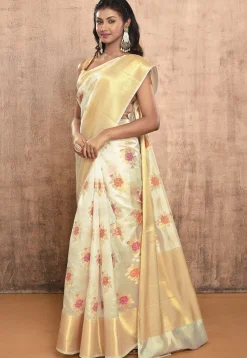 Banarasi Pure Silk Saree in Off White