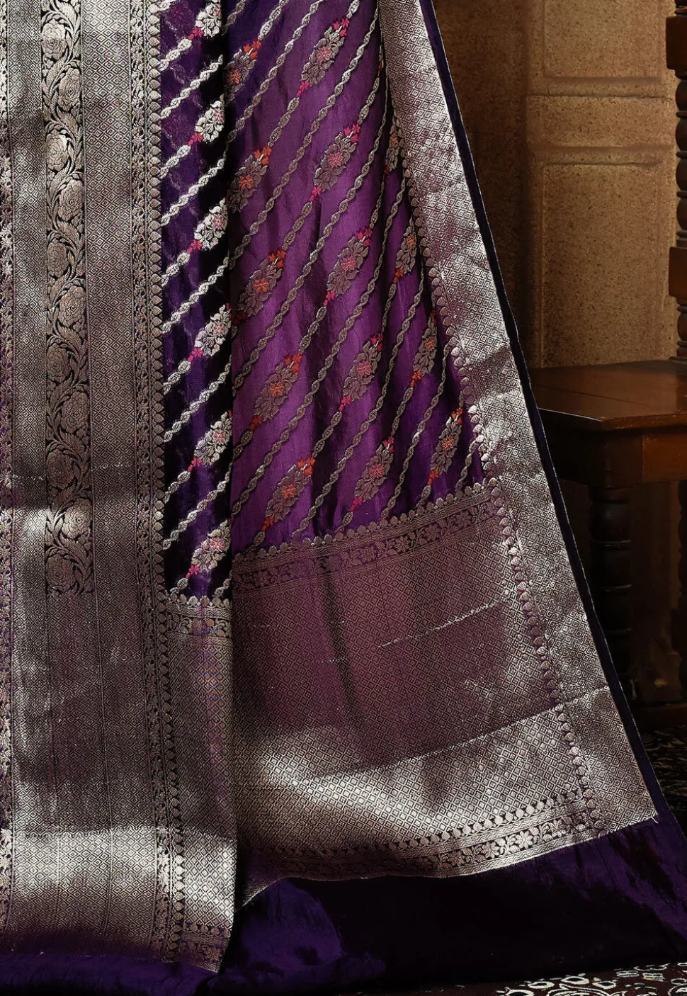 Banarasi Pure Silk Saree in Violet