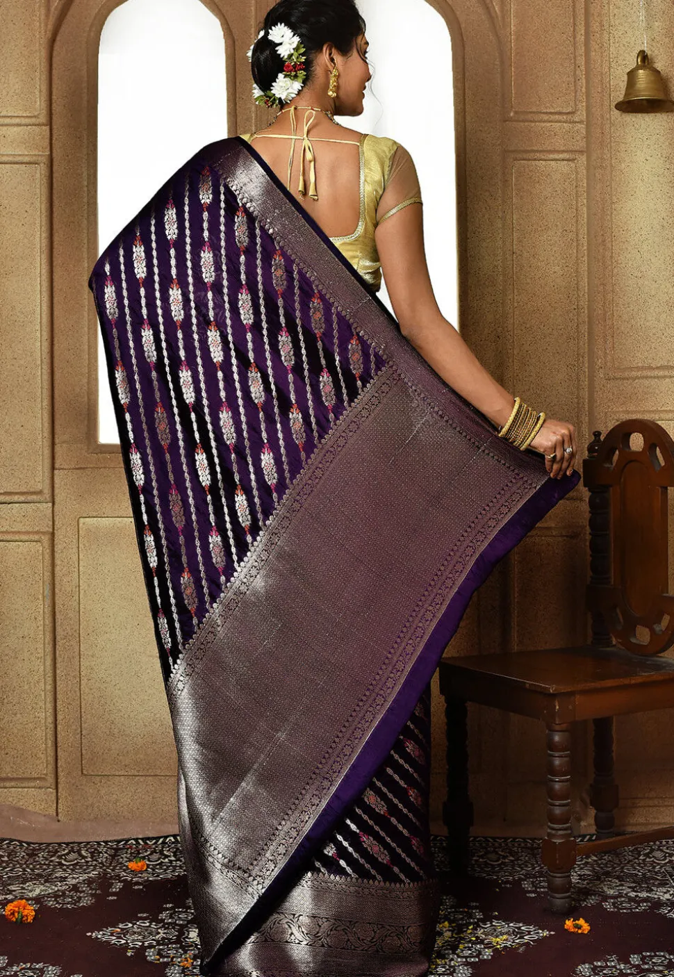 Banarasi Pure Silk Saree in Violet
