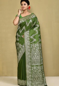 Banarasi Pure Silk Saree in Green