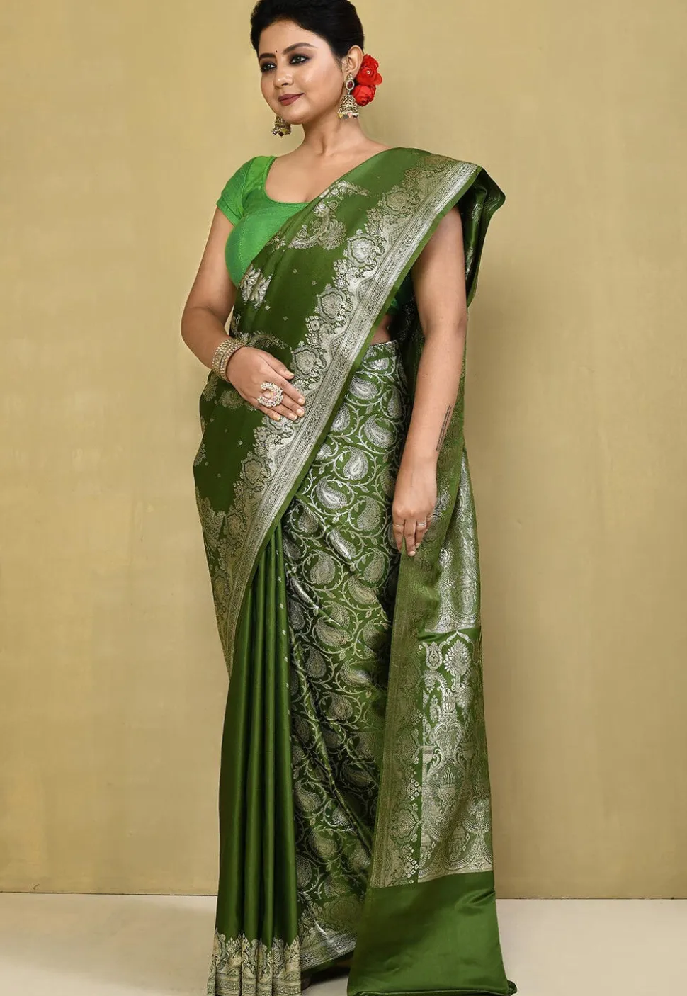 Banarasi Pure Silk Saree in Green