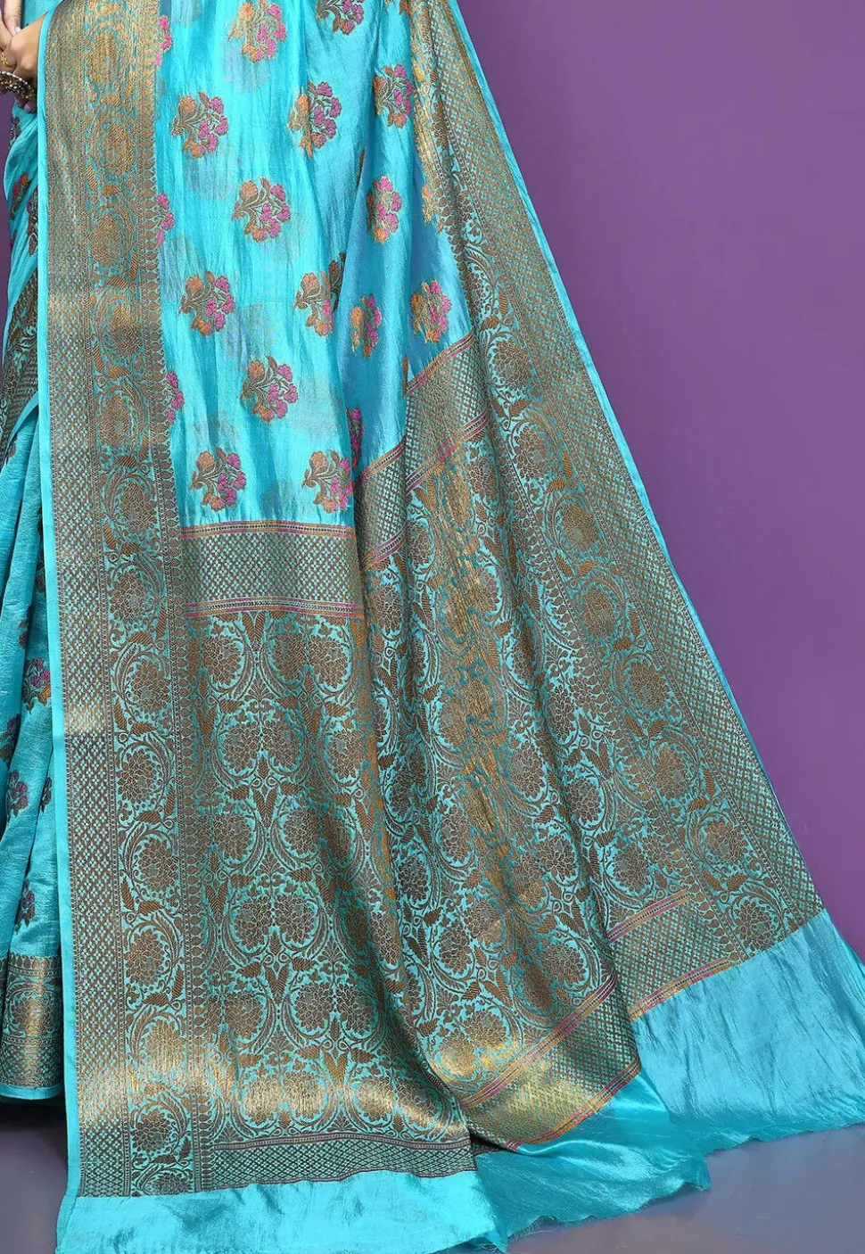 Banarasi Pure Silk Saree in Light Blue