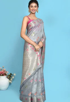 Banarasi Pure Silk Saree in Grey