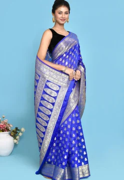 Banarasi Pure Silk Saree in Royal Blue