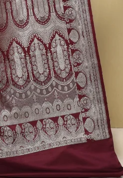 Banarasi Pure Silk Saree in Dark Maroon
