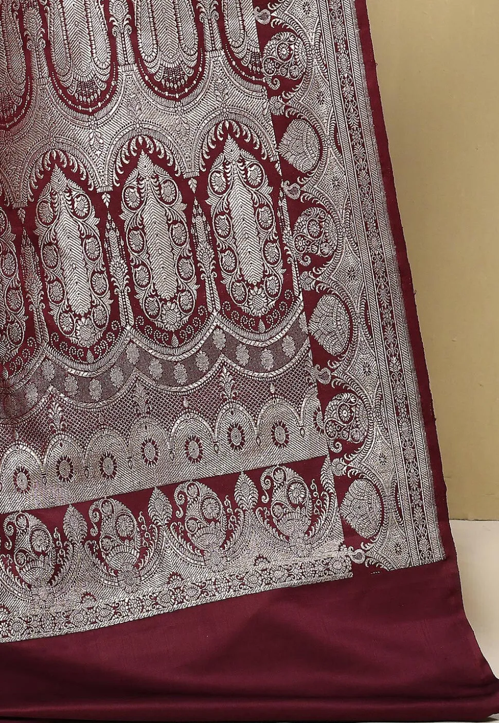 Banarasi Pure Silk Saree in Dark Maroon