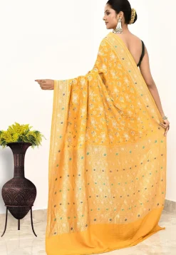 Banarasi Pure Silk Saree in Yellow
