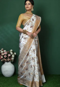 Banarasi Pure Silk Saree in Off White
