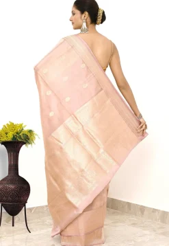Banarasi Pure Tissue Silk Handloom Saree in Baby Pink