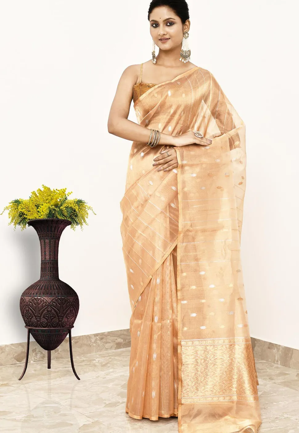 Banarasi Pure Tissue Silk Handloom Saree in Golden
