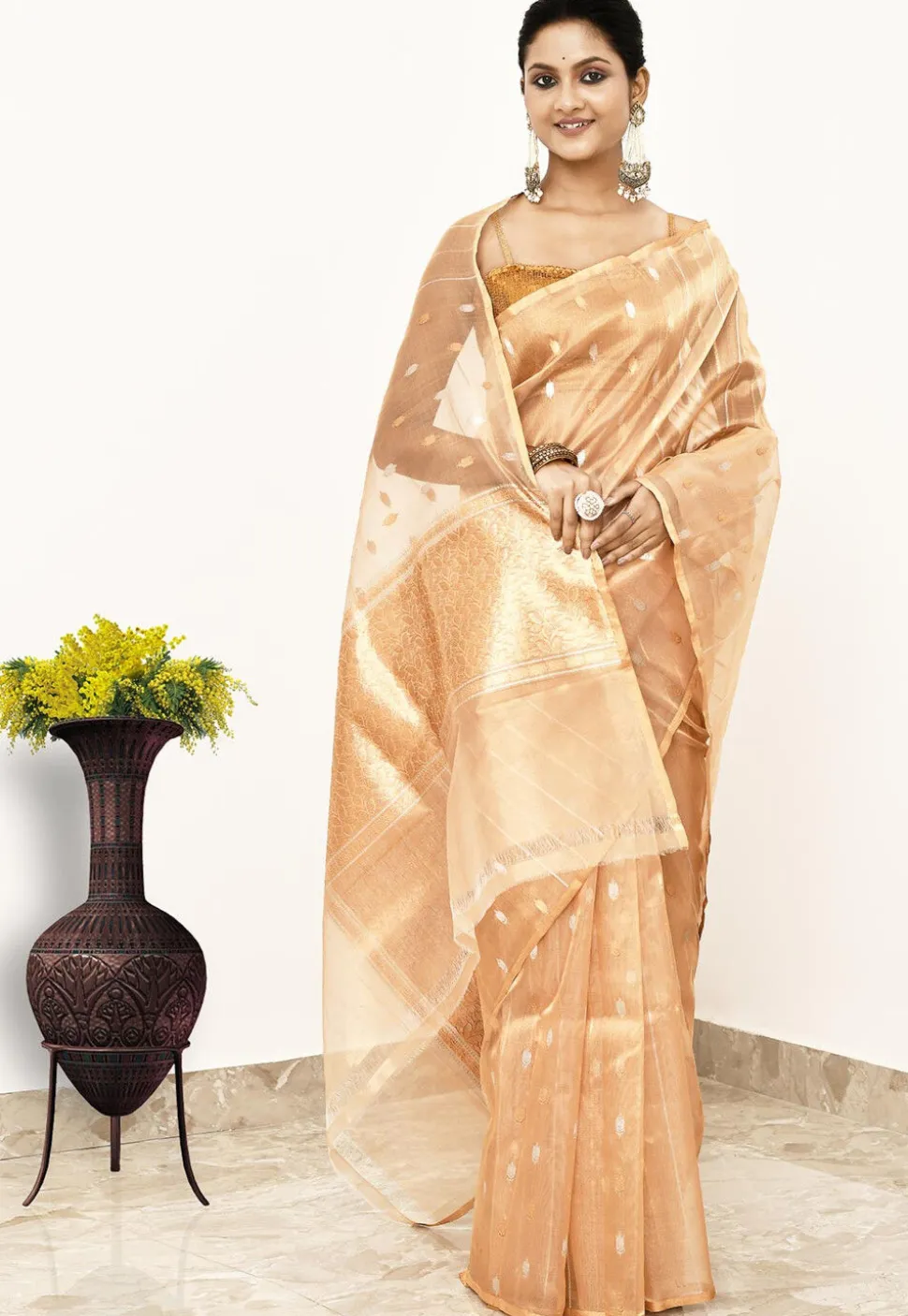 Banarasi Pure Tissue Silk Handloom Saree in Golden