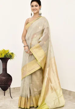 Banarasi Pure Tissue Silk Handloom Saree in Grey