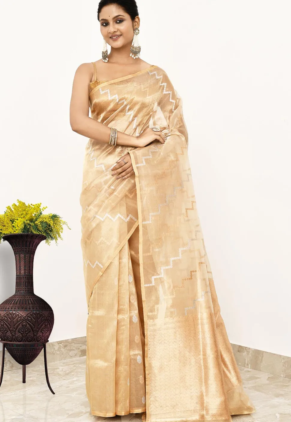 Banarasi Pure Tissue Silk Handloom Saree in Golden