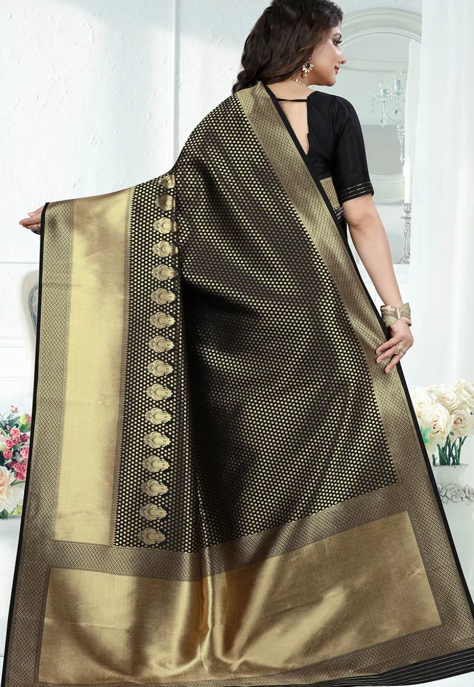 Banarasi Saree in Black and Golden