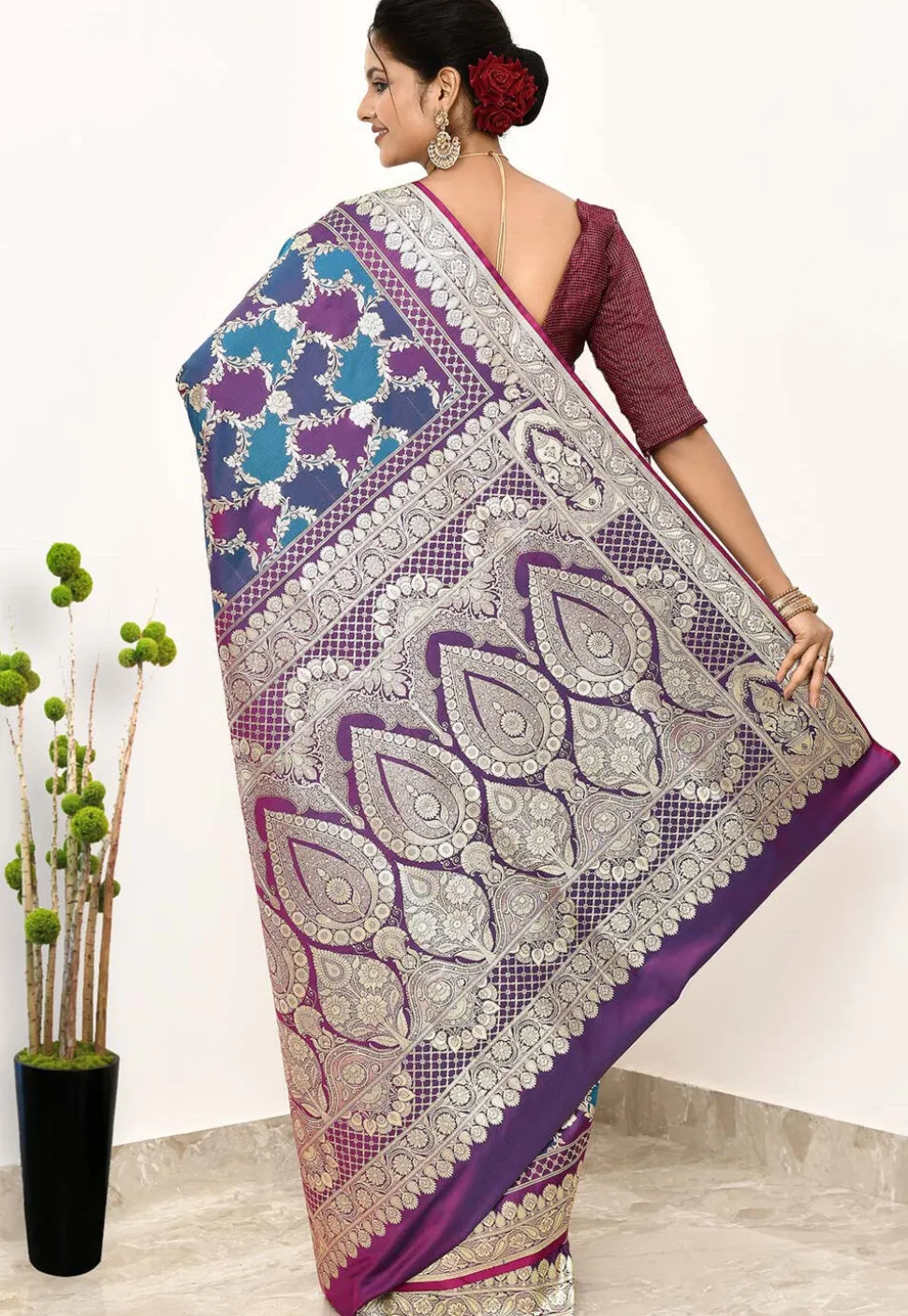 Banarasi Saree in Blue and Purple