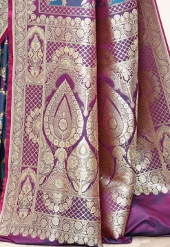 Banarasi Saree in Blue and Purple