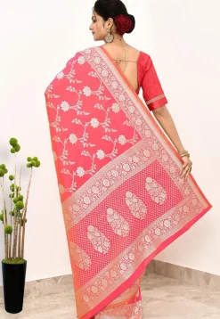 Banarasi Saree in Coral Pink