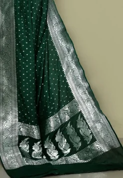 Banarasi Saree in Dark Green