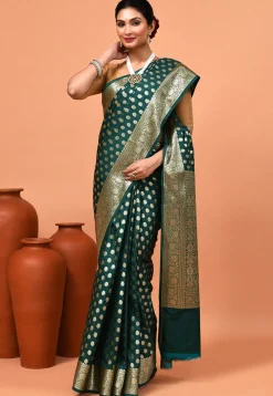 Banarasi Saree in Dark Green