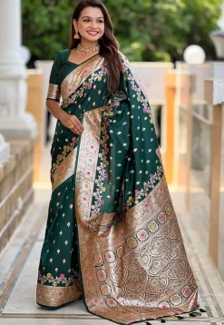 Banarasi Saree in Dark Green