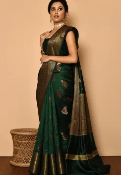 Banarasi Saree in Dark Green